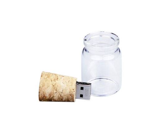 USB 2.0-флешка на 128 Гб в виде пробки в бутылочке, натуральный, прозрачный