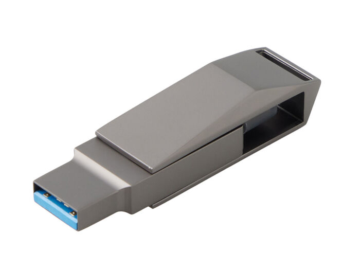 Флешка 64 ГБ USB Type-C и USB 3.0 Тесла, темно-серый
